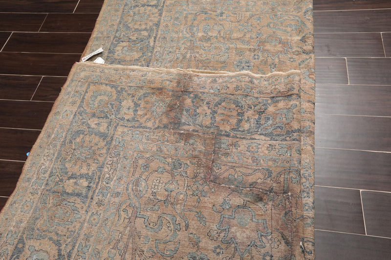 6'10" x 10'8" Antique Hand Knotted Wool Kashaan 300 KPSI Oriental Area Rug Brown