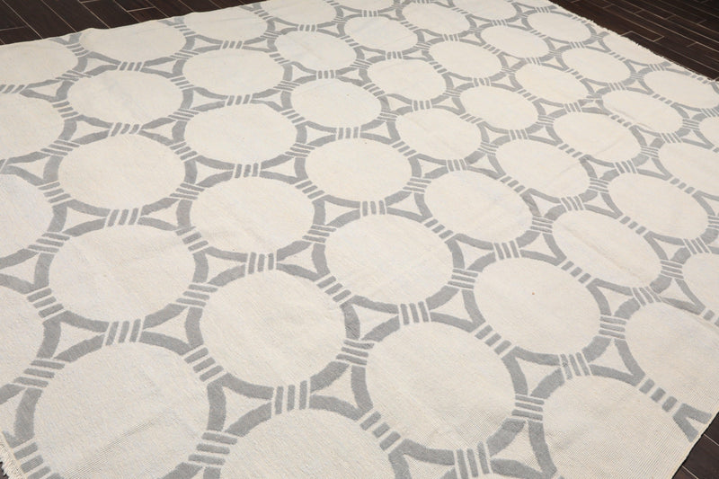 9'4" x 12'2" Hand Knotted Wool Contemporary High Low Pile Oriental Area Rug Tone on Tone Gray