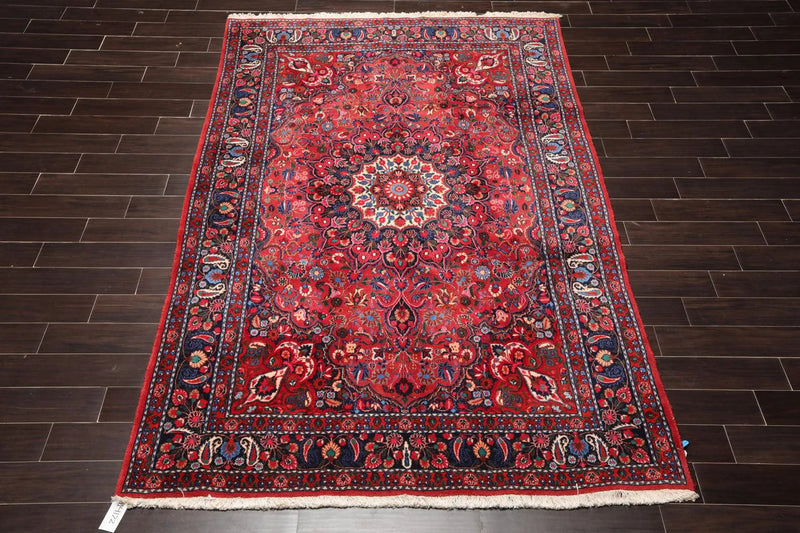 6'3'' x 8'11'' Hand Knotted Wool Bidjaar 200 KPSI Oriental Area Rug Rusty Red