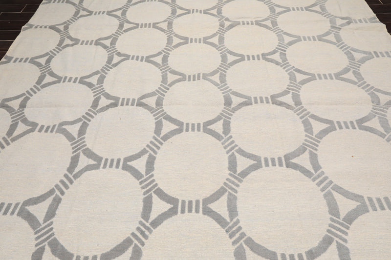 9'4" x 12'2" Hand Knotted Wool Contemporary High Low Pile Oriental Area Rug Tone on Tone Gray