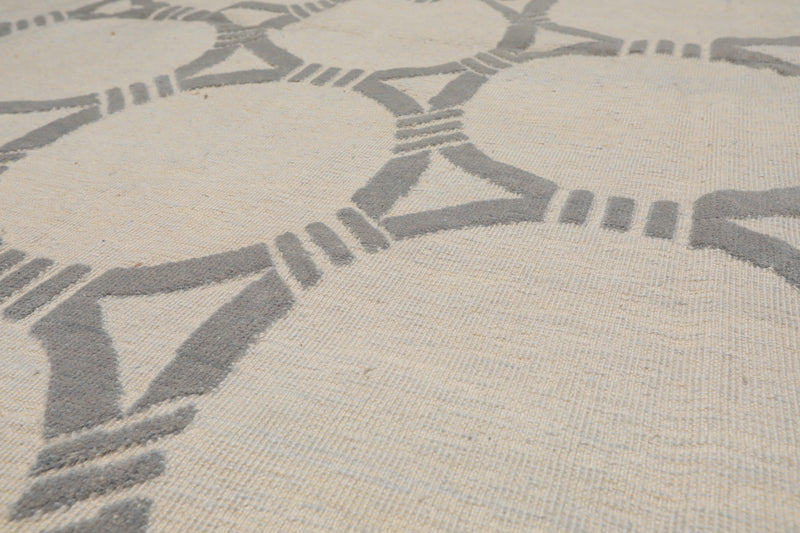 9'4" x 12'2" Hand Knotted Wool Contemporary High Low Pile Oriental Area Rug Tone on Tone Gray