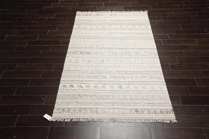 5' x 8' Hand Woven Wool Southwestern Flatweave Kilim Oriental Area Rug Beige