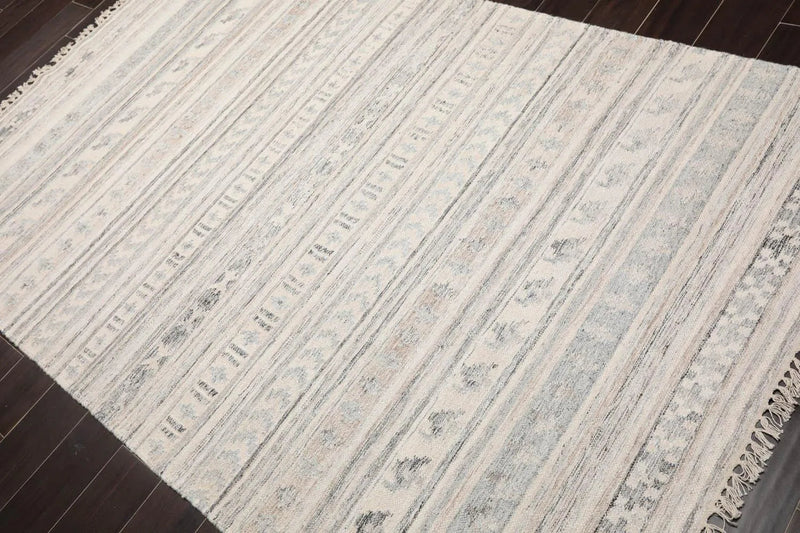 5' x 8' Hand Woven Wool Southwestern Flatweave Kilim Oriental Area Rug Beige