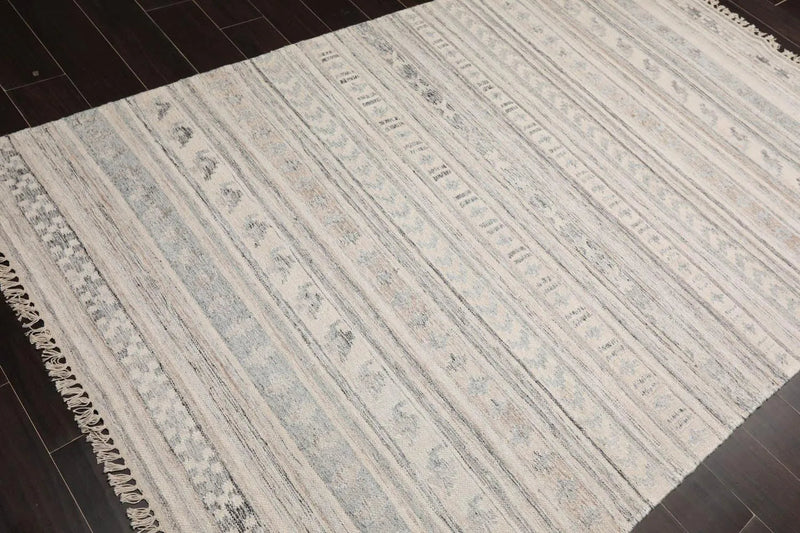 5' x 8' Hand Woven Wool Southwestern Flatweave Kilim Oriental Area Rug Beige