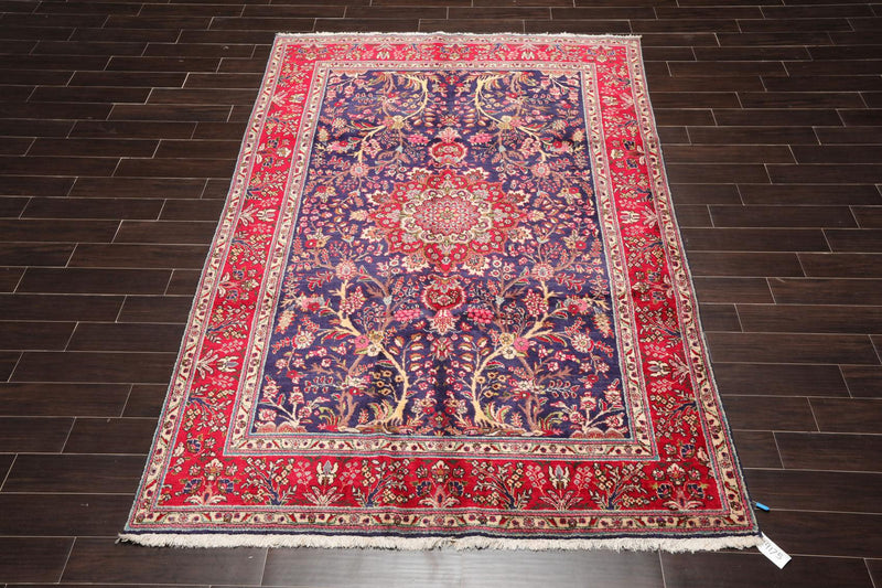 6'6'' x 9'10" Hand Knotted Wool Tabrizz Oriental Area Rug Royal Blue
