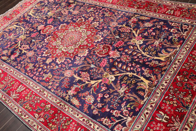 6'6'' x 9'10" Hand Knotted Wool Tabrizz Oriental Area Rug Royal Blue