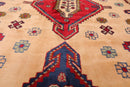 6'6" x 9'4" Hand Knotted Handmade Wool Arts & Craft Kazak Area Rug Light Peach