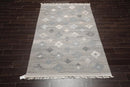 5' x 8'  Indoor OutdoorHand Woven 100% Recycled PET Yarn Modern Kilim Area Rug Gray