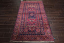 4'2" x 6'11" Antique Hand Knotted Wool Turkish Sparta Oriental Area Rug Navy