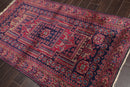 4'2" x 6'11" Antique Hand Knotted Wool Turkish Sparta Oriental Area Rug Navy