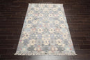 5' x 8'  Indoor OutdoorHand Woven 100% Recycled PET Yarn Modern Kilim Area Rug Gray
