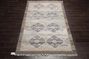5' x 8'  Indoor Outdoor Hand Woven 100% Recycled PET Yarn Modern Kilim Area Rug Gray