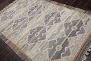 5' x 8'  Indoor Outdoor Hand Woven 100% Recycled PET Yarn Modern Kilim Area Rug Gray