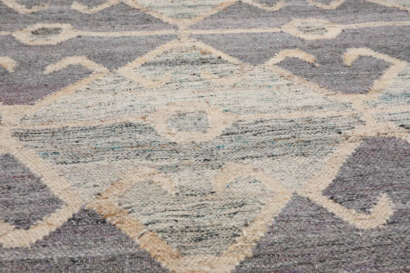 5' x 8'  Indoor Outdoor Hand Woven 100% Recycled PET Yarn Modern Kilim Area Rug Gray