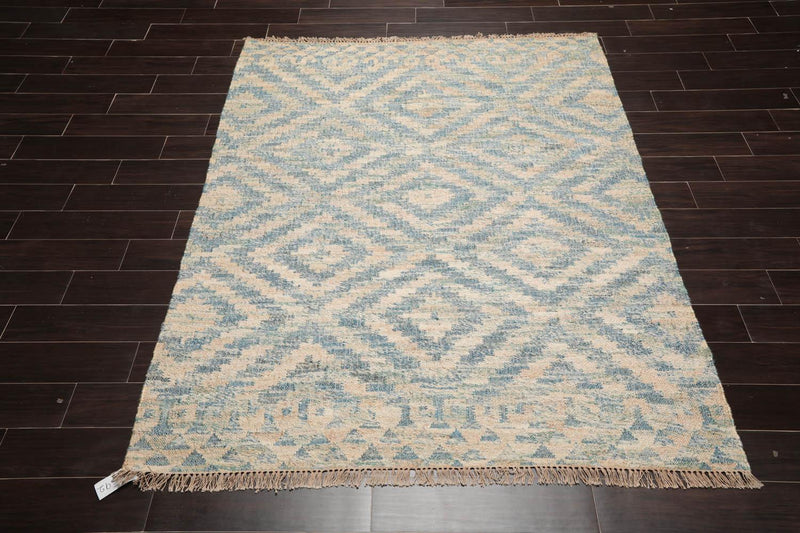 5'9" x 7'2" Hand Woven Natural Fiber Jute Southwestern Flatweave Kilim Area Rug