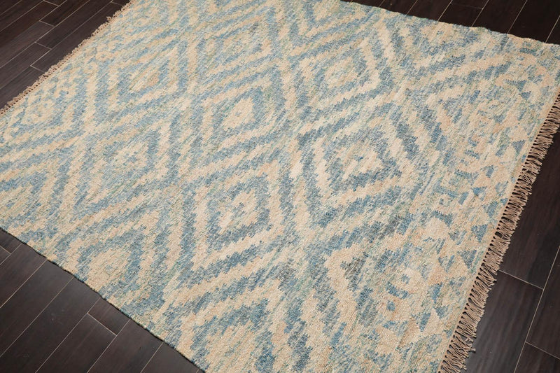 5'9" x 7'2" Hand Woven Natural Fiber Jute Southwestern Flatweave Kilim Area Rug