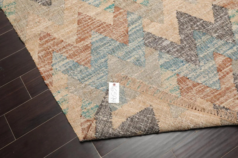 5’7” x 7’6” Hand Woven Natural Fiber Jute Southwestern Flatweave Kilim Area Rug