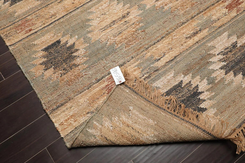 5’5”x7’8 Hand Woven Natural Fiber Jute Southwestern Flatweave Kilim Area Rug