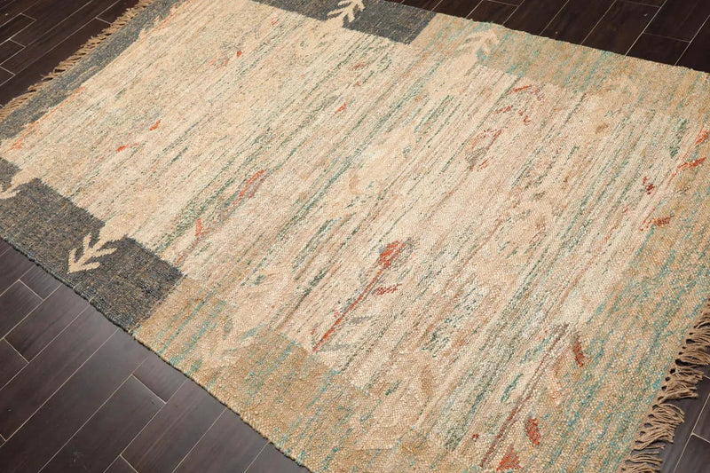 5’2” x 8’2” Hand Woven Natural Fiber Jute Modern Flatweave Kilim Area Rug
