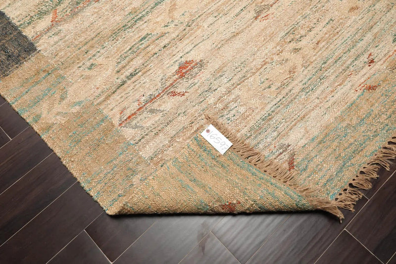 5’2” x 8’2” Hand Woven Natural Fiber Jute Modern Flatweave Kilim Area Rug