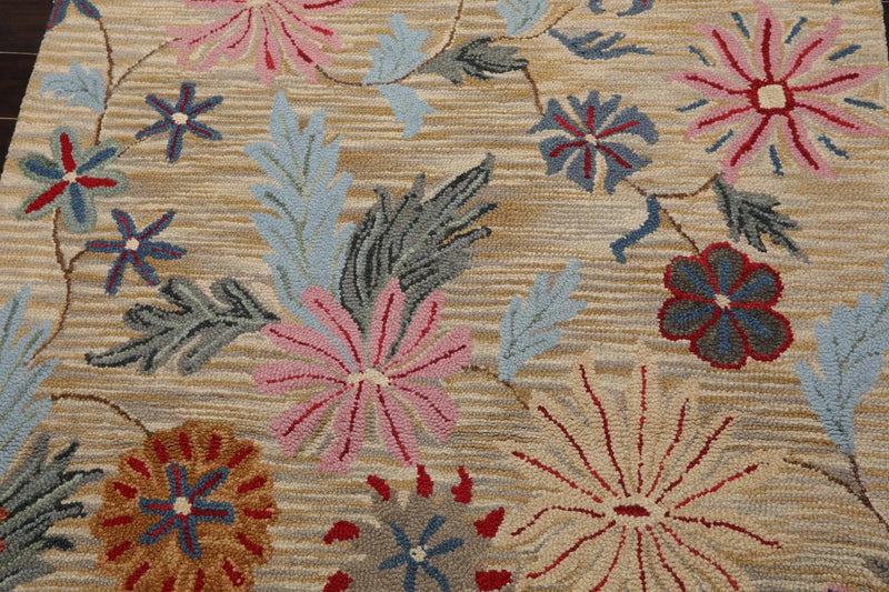 5' x 8' Handmade Wool Loop Pile Traditional Oriental Area Rug Transitional Beige