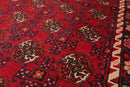 3'10''x7'3" Runner Hand Knotted Wool Hamadaan Traditional Oriental Area Rug Red