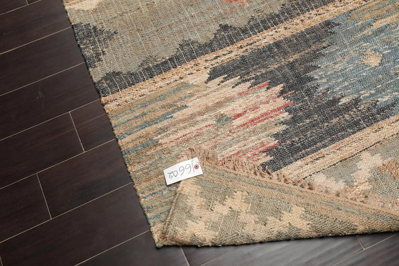 5'6''x7'3'' Hand Woven Natural Fiber Jute Southwestern Flatweave Kilim Area Rug
