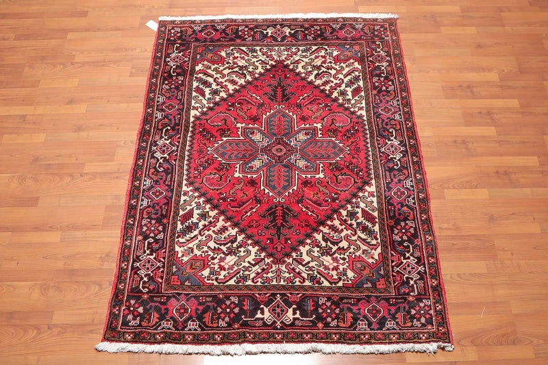 5x7 Red Hand Knotted Traditional Tabriz Bordered Wool Oriental Area Rug