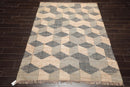 5’6”x7’9”Hand Woven Natural Fiber Jute Modern Graphic Flatweave Kilim Area Rug