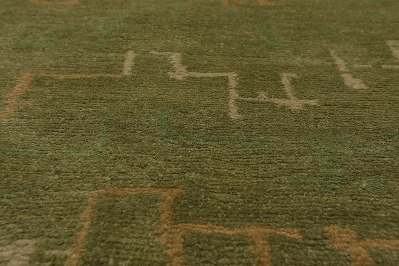 3'x12'1" Runner Lime Hand Knotted Tibetan 100% Wool Michaelian & Kohlberg Traditional Oriental Area Rug