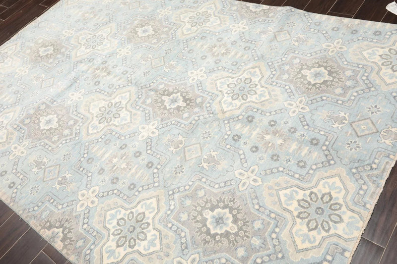 6' x 9' Hand Knotted 100% Wool Geometric Transitional Oriental Area Rug Blue