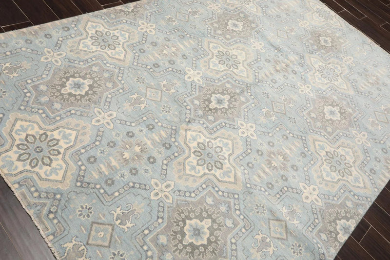 6' x 9' Hand Knotted 100% Wool Geometric Transitional Oriental Area Rug Blue