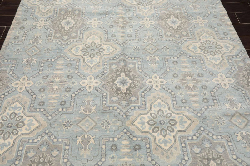 6' x 9' Hand Knotted 100% Wool Geometric Transitional Oriental Area Rug Blue