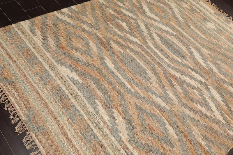 5’6” x 7’3” Hand Woven Natural Fiber Jute Southwestern Flatweave Kilim Area Rug