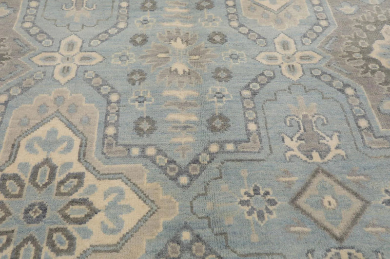 6' x 9' Hand Knotted 100% Wool Geometric Transitional Oriental Area Rug Blue