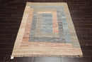 5’3” x 7’6” Hand Woven Natural Fiber Jute Modern Flatweave Kilim Area Rug Blue
