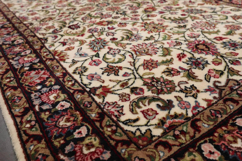 3’ x 5’ Hand Knotted Wool Traditional Indo Kashaan Oriental Area Rug Ivory