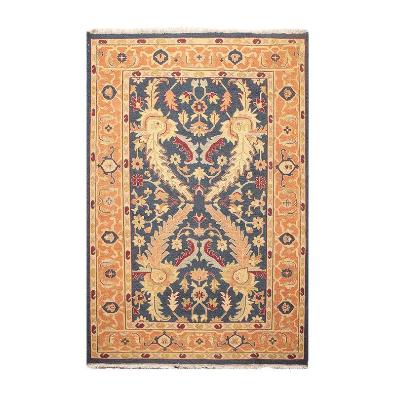 5x8 Midnight Blue Hand Knotted 100% Wool Reversible Oriental Area Rug