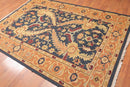 5x8 Midnight Blue Hand Knotted 100% Wool Reversible Oriental Area Rug