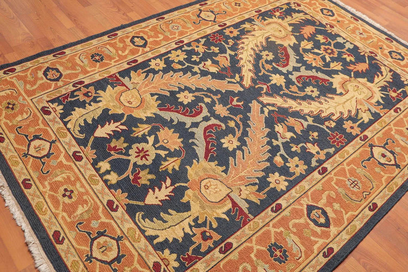 5x8 Midnight Blue Hand Knotted 100% Wool Reversible Oriental Area Rug