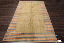 5'2'' x 8'2'' Hand Knotted Tibetan 100% Wool Stripes Oriental Area Rug Green