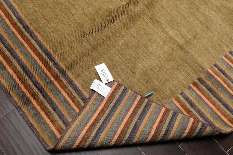 5'2'' x 8'2'' Hand Knotted Tibetan 100% Wool Stripes Oriental Area Rug Green