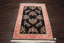 6' x 9' Hand Knotted 100% Wool Rare Romanian Saroukk Area Rug Black