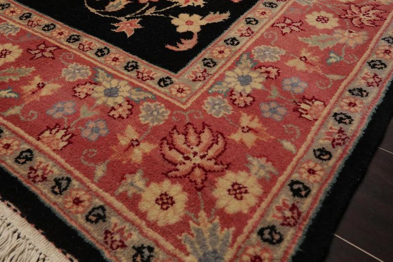 6' x 9' Hand Knotted 100% Wool Rare Romanian Saroukk Area Rug Black