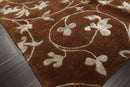 5'8" x 8'5" Hand Knotted Tibetan Wool & Art Silk Floral Oriental Area Rug Brown