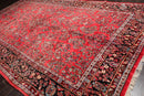 8'10''x16'3'' Oversize Coral Hand Knotted Traditional Heriz Medallion Wool Oriental Area Rug