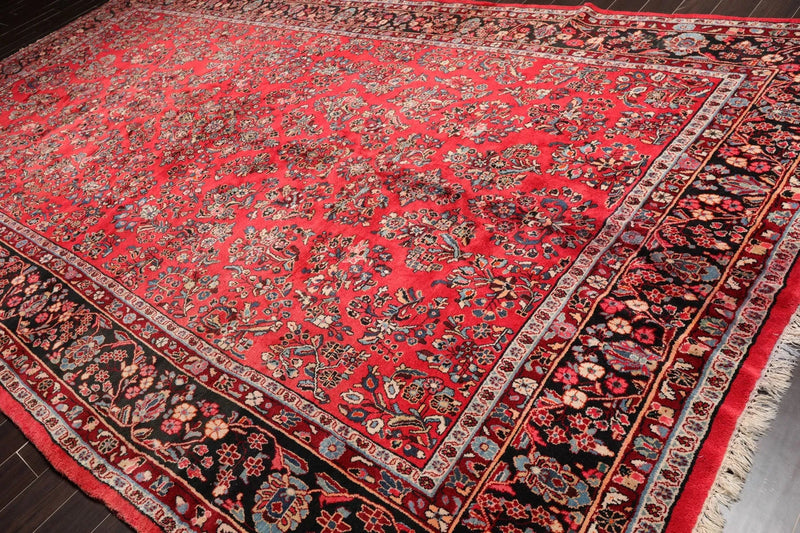 8'10''x16'3'' Oversize Coral Hand Knotted Traditional Heriz Medallion Wool Oriental Area Rug