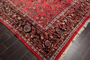 8'10''x16'3'' Oversize Coral Hand Knotted Traditional Heriz Medallion Wool Oriental Area Rug