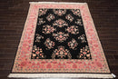 7'8'' x 9'9'' Hand Knotted 100% Wool Rare Romanian Saroukk Area Rug Black