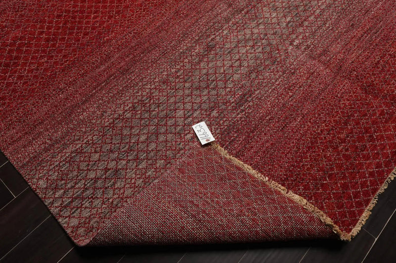 8' x 10' Hand Knotted 100% Wool Modern Oriental Area Rug Red, Gray, Beige